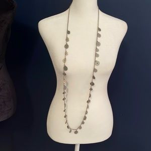 Long pewter disc necklace